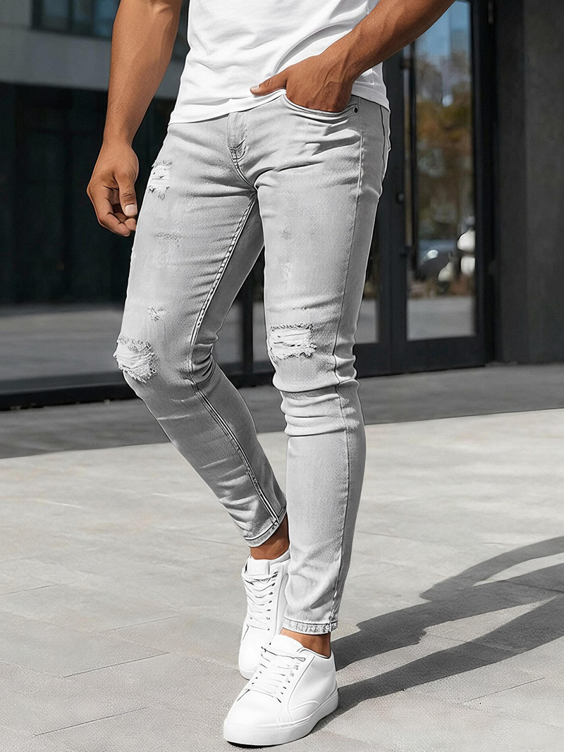 Ανδρικό τζιν παντελόνι γκρι OZONEE DO/2822/2