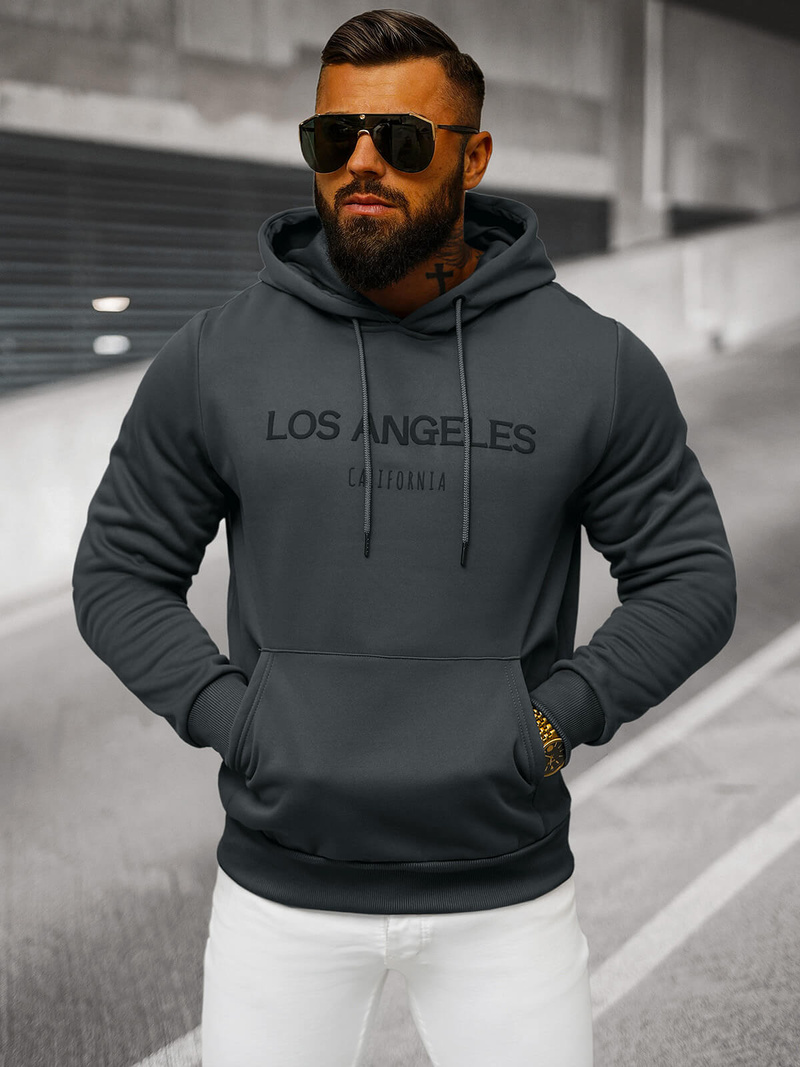 Ανδρικό Φούτερ με Κουκούλα γραφίτη OZONEE JS/27B6507/5