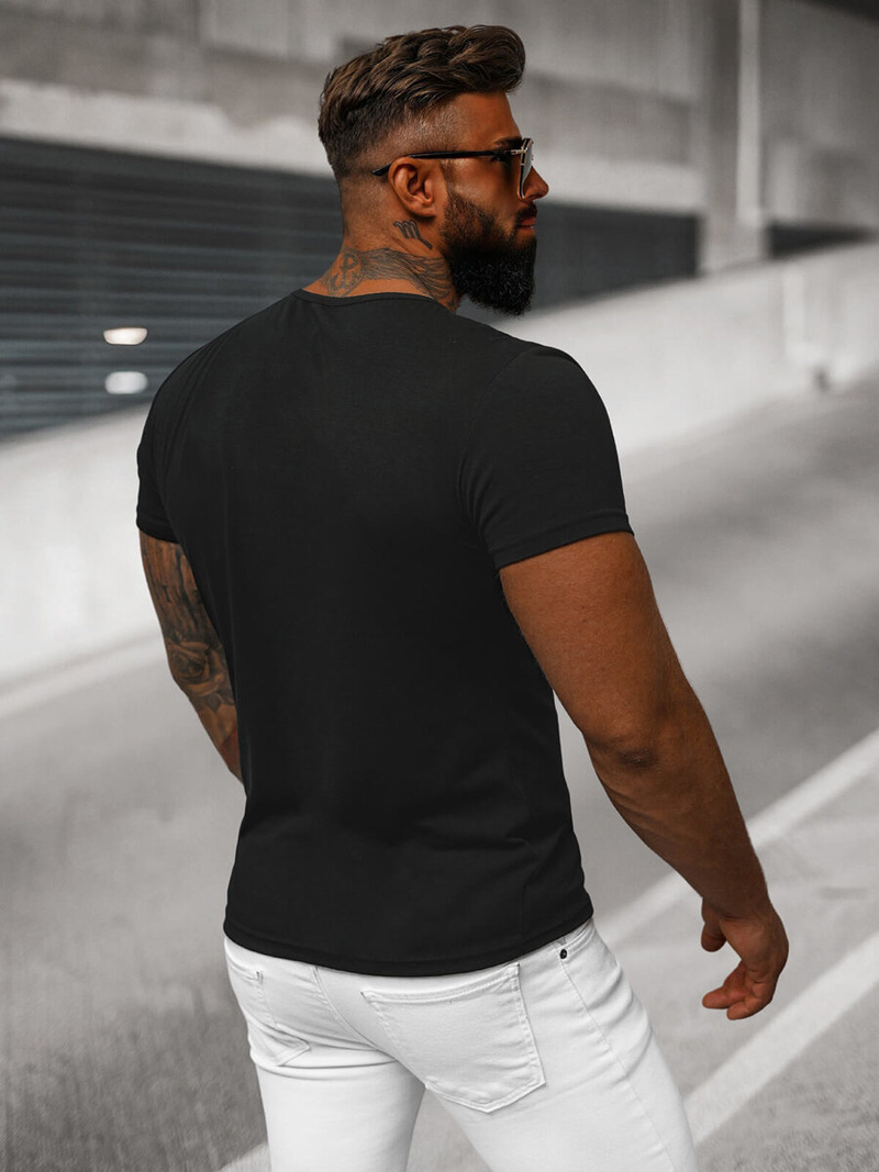 Ανδρικό μπλουζάκι μαύρο OZONEE JS/712007Z