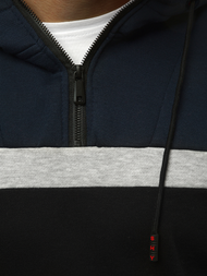 Ανδρικό Φούτερ με Κουκούλα ναυτικό μπλε-μαύρο OZONEE JS/KS2223