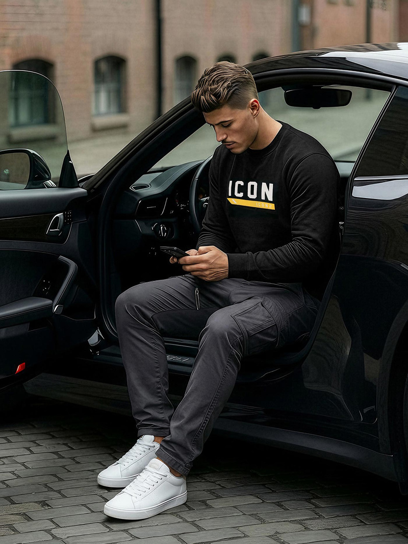 Ανδρικό Φούτερ μαύρο OZONEE JS/8B1753/3