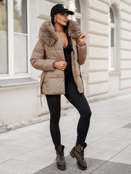 Γυναικείο μπουφάν μπεζ OZONEE JS/16M9206/62