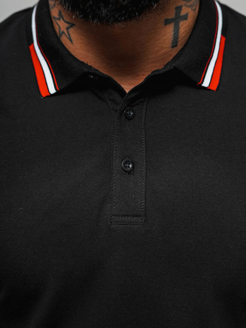Ανδρική μπλούζα polo μαύρο OZONEE O/DA736