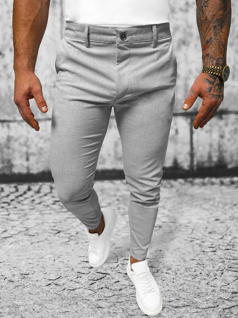 Ανδρικό παντελόνι chino γκρι OZONEE O/4000