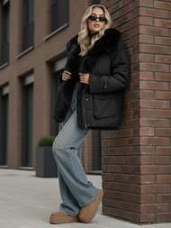 Γυναικείο μπουφάν μαύρο OZONEE JS/16M9185/392