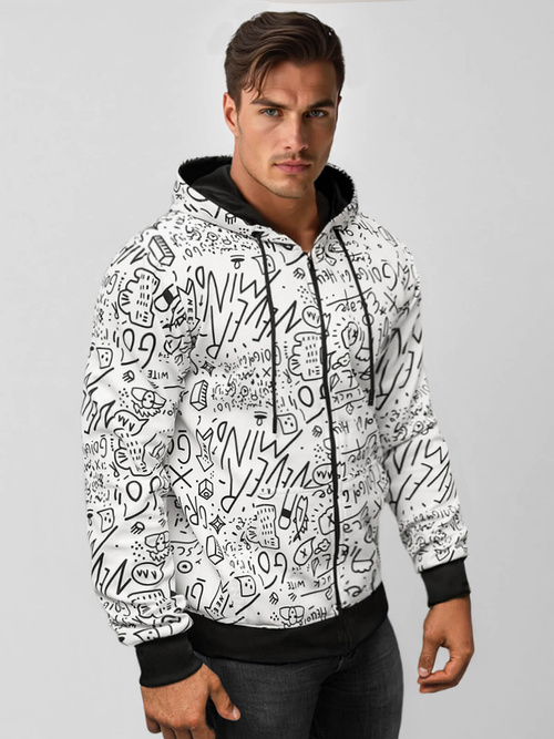Ανδρικό Φούτερ με Kουκούλα λευκό OZONEE JS/8B1182/1Z