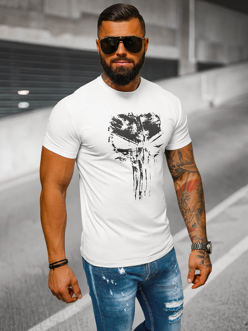 Ανδρικό μπλουζάκι λευκό OZONEE NB/MT3045