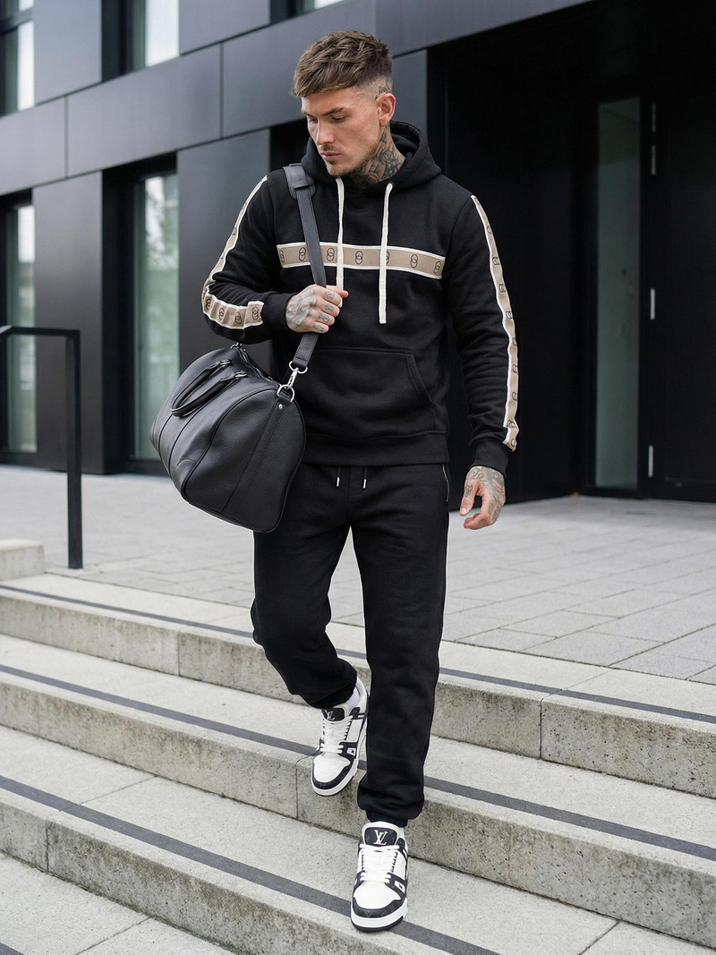 Ανδρικό Φούτερ με Κουκούλα μαύρο OZONEE JS/8B1729/3Z