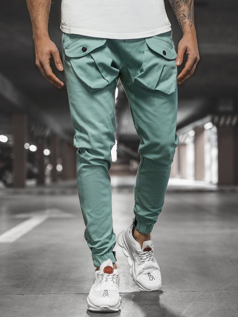 Ανδρικό παντελόνι chino jogger μέντα OZONEE G/11144