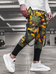 Ανδρικό παντελόνι chino jogger κίτρινο-χακί OZONEE G/11133