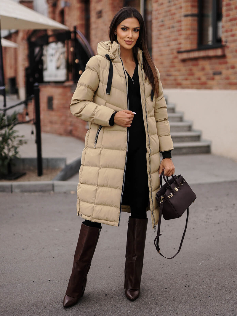 Γυναικείο μπουφάν μπεζ OZONEE JS/M736/62Z