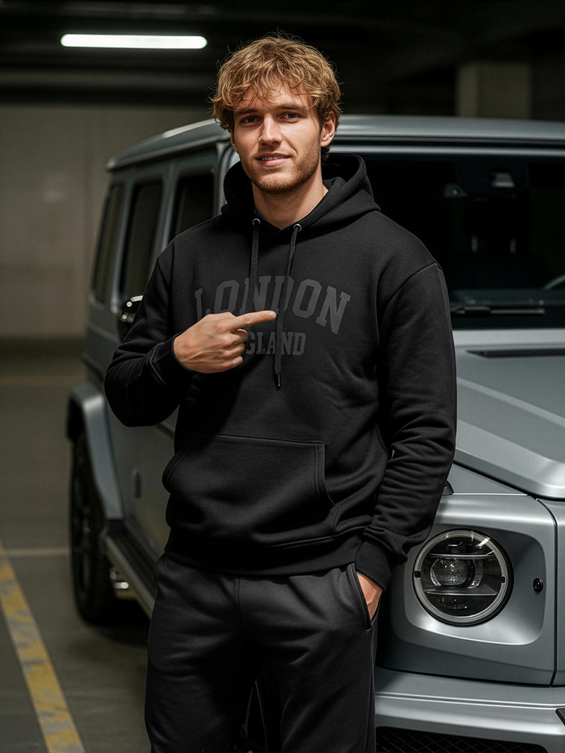 Ανδρικό Φούτερ με Κουκούλα μαύρο OZONEE JS/8B1986/3