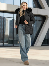 Γυναικείο μπουφάν μαύρο OZONEE JS/16M9296/392