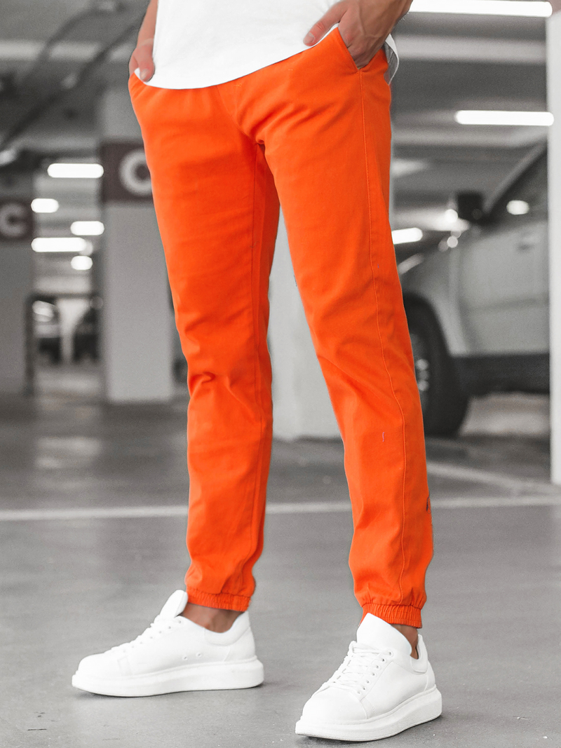 Ανδρικό παντελόνι chino jogger σκούρο-πορτοκαλί OZONEE JB/JP1145/13