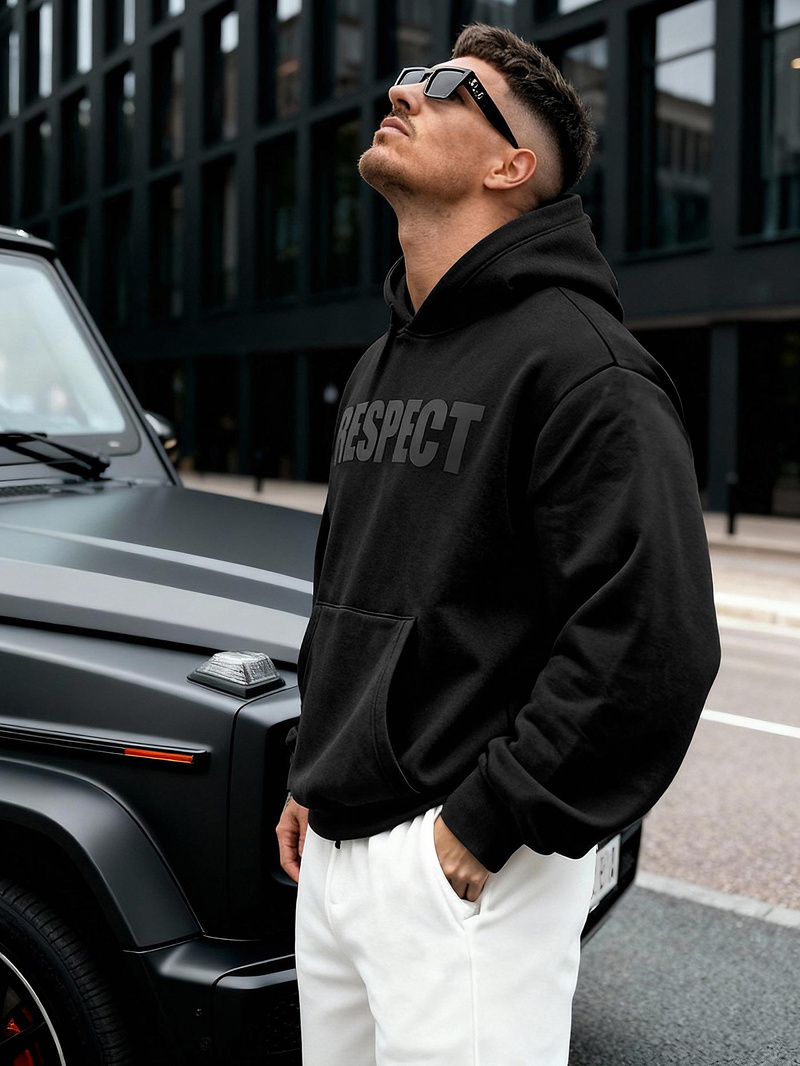 Ανδρικό Φούτερ με Κουκούλα μαύρο OZONEE JS/8B1968/3