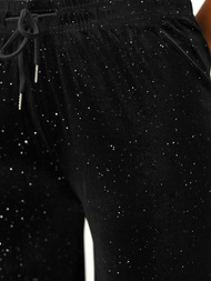 Γυναικείο βελούδινο παντελόνι μαύρο OZONEE JS/92K519/3