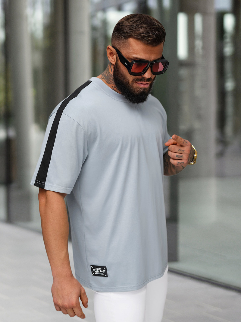 Ανδρικό μπλουζάκι ανοιχτό-μπλε OZONEE O/QQ1195