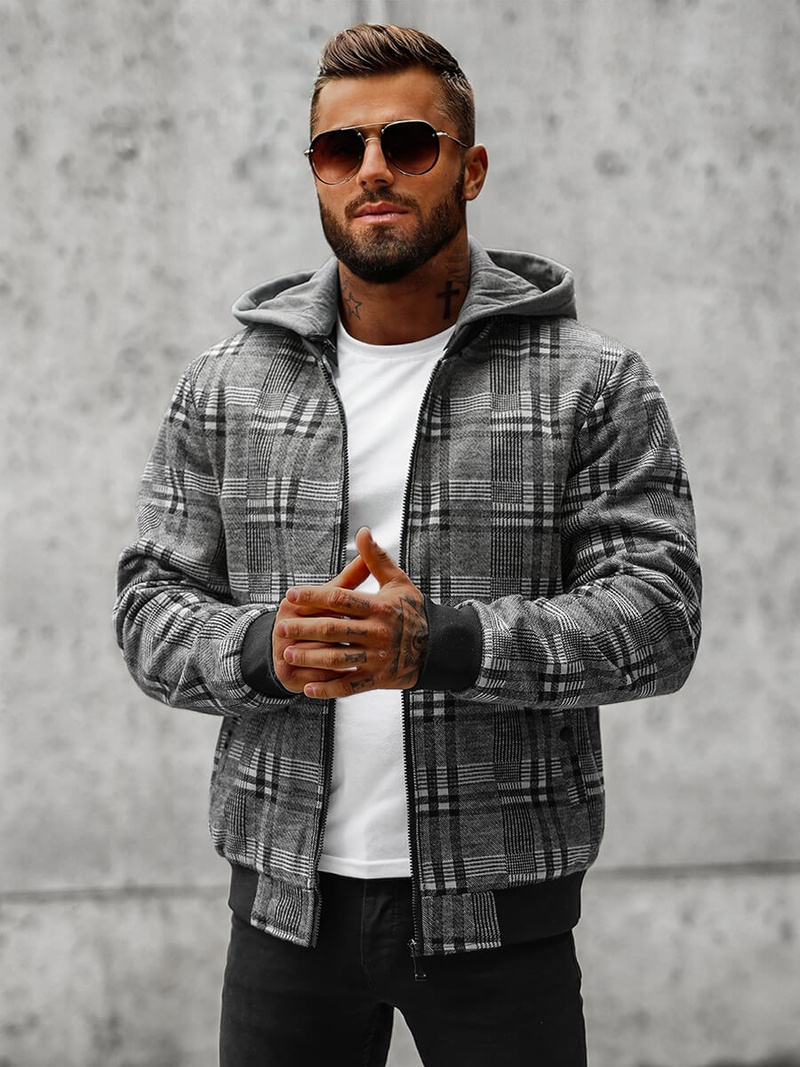 Ανδρικό μπουφάν γκρι OZONEE O/3A58