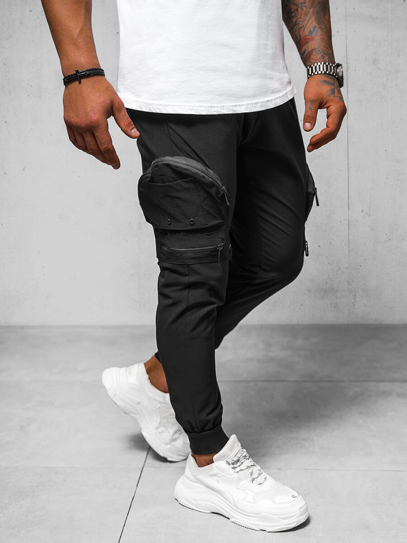 Ανδρικό παντελόνι chino mαύρος OZONEE O/PS5501