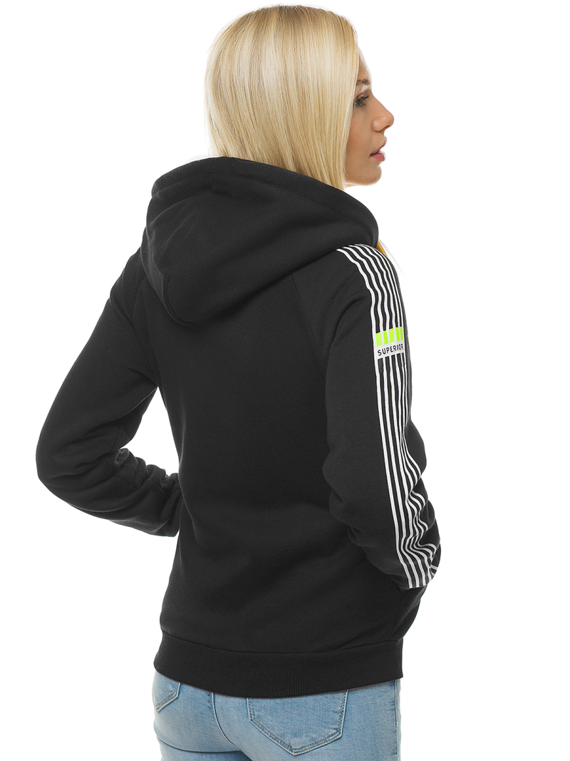 Γυναικείο φούτερ με κουκούλα μαύρο OZONEE JS/KSW3005