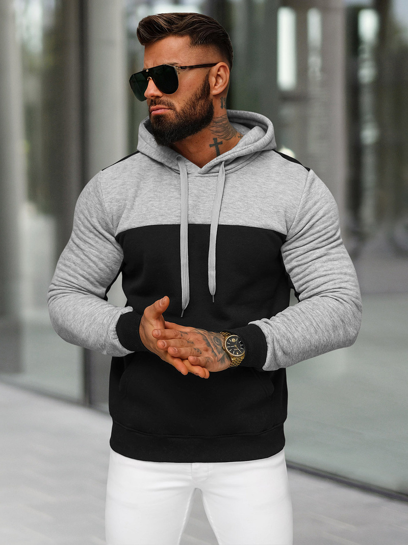 Ανδρικό Φούτερ με Κουκούλα μαύρο OZONEE JS/8B1307/3