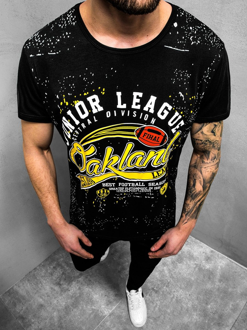 Ανδρικό μπλουζάκι μαύρο OZONEE JS/KS1975Z