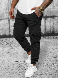 Ανδρικό παντελόνι chino jogger mαύρος OZONEE NB/MP0105NZ