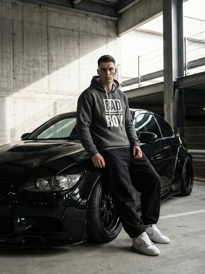 Ανδρικό Φούτερ με Κουκούλα γραφίτη OZONEE JS/65B3909/5Z