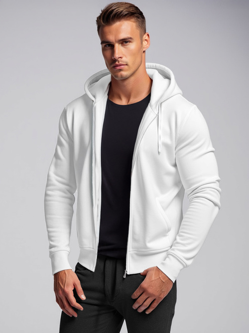 Ανδρικό Φούτερ με Κουκούλα λευκό OZONEE JS/2008