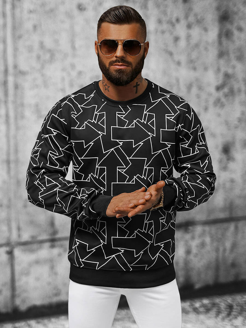 Ανδρικό Φούτερ Mαύρος OZONEE JS/8B1111/3