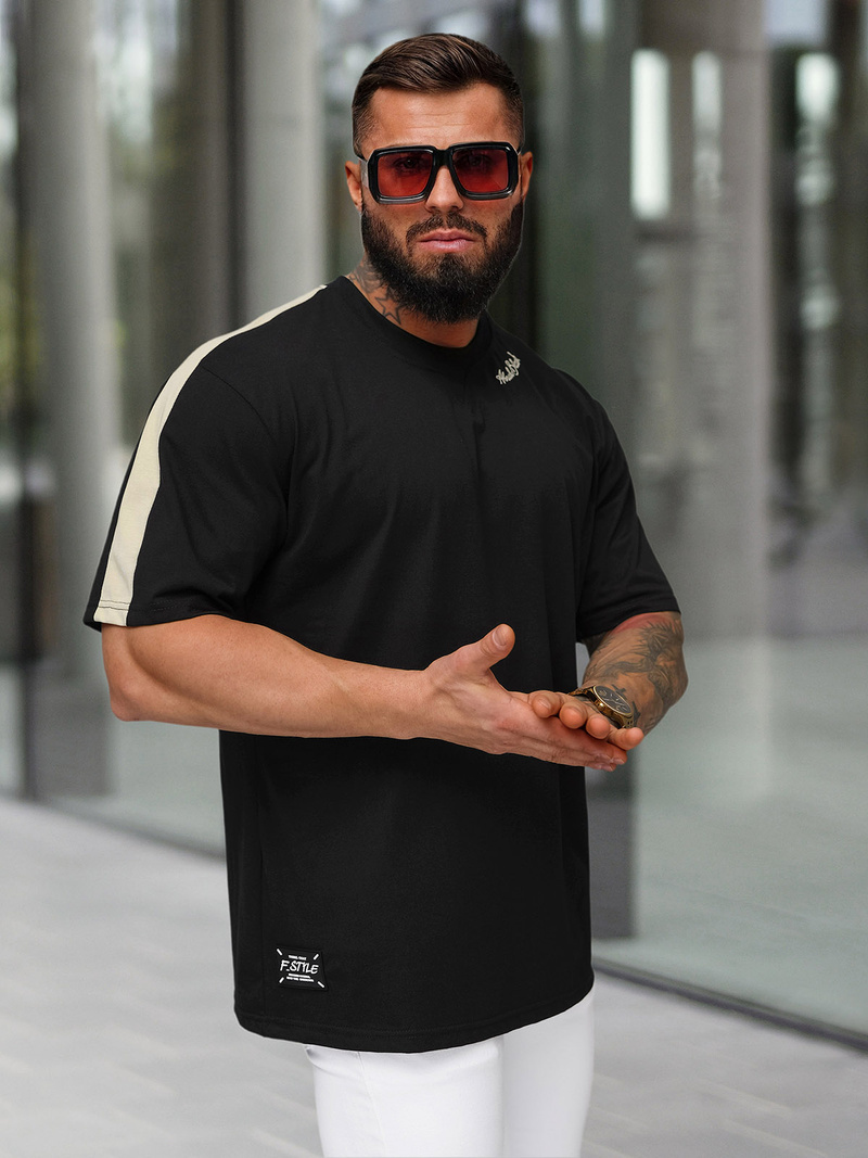 Ανδρικό μπλουζάκι μαύρο OZONEE O/QQ1195