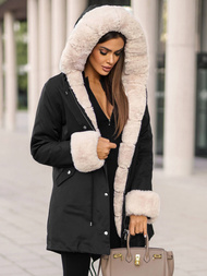 Γυναικείο χειμερινό μπουφάν mαύρος OZONEE JS/M763/392Z