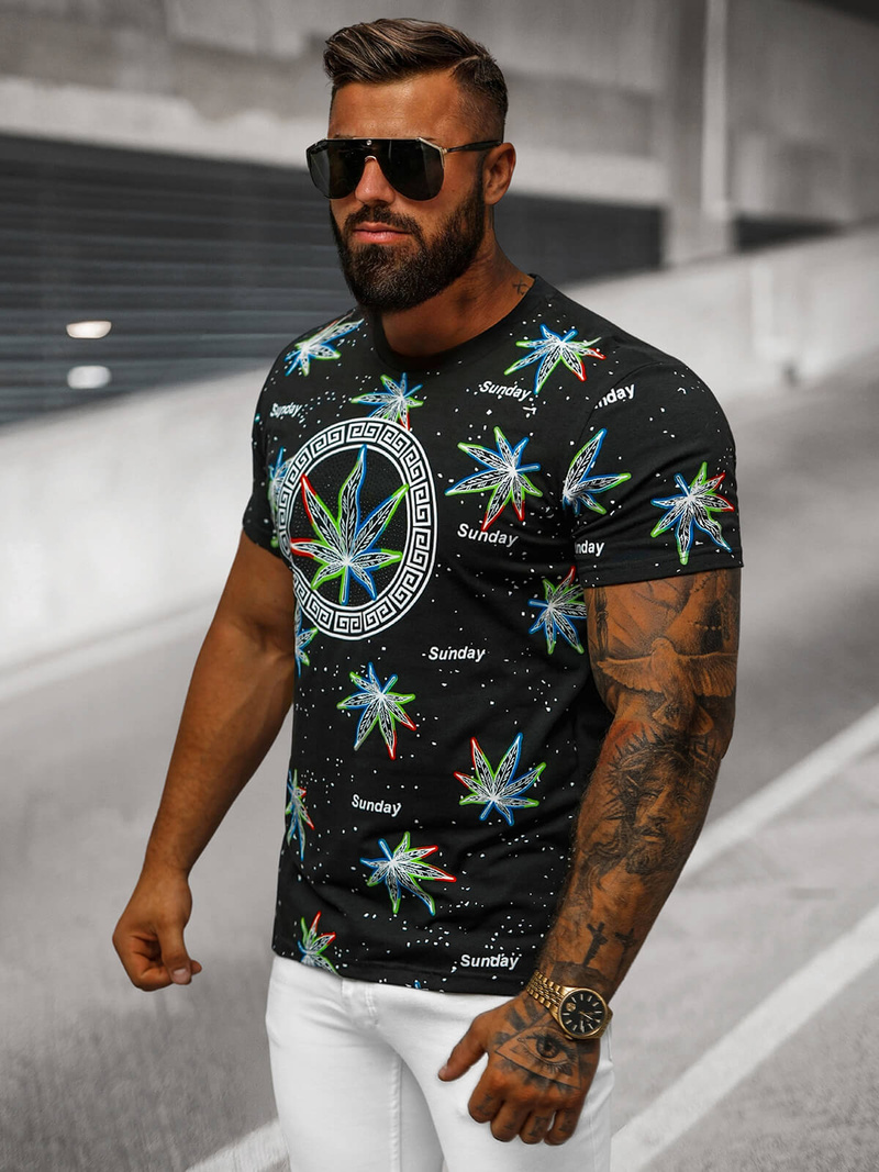 Ανδρικό μπλουζάκι μαύρο OZONEE O/T136/3