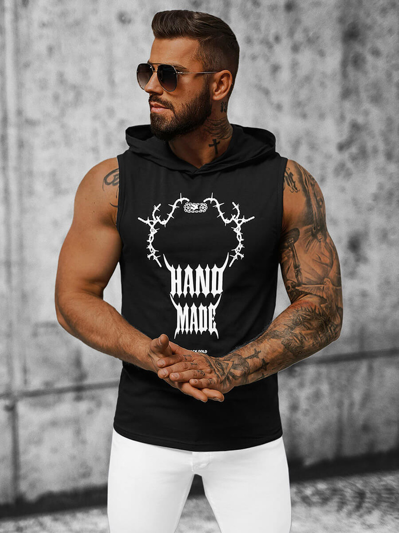 Ανδρικό αμάνικο μπλουζάκι mαύρος OZONEE NB/MT3024