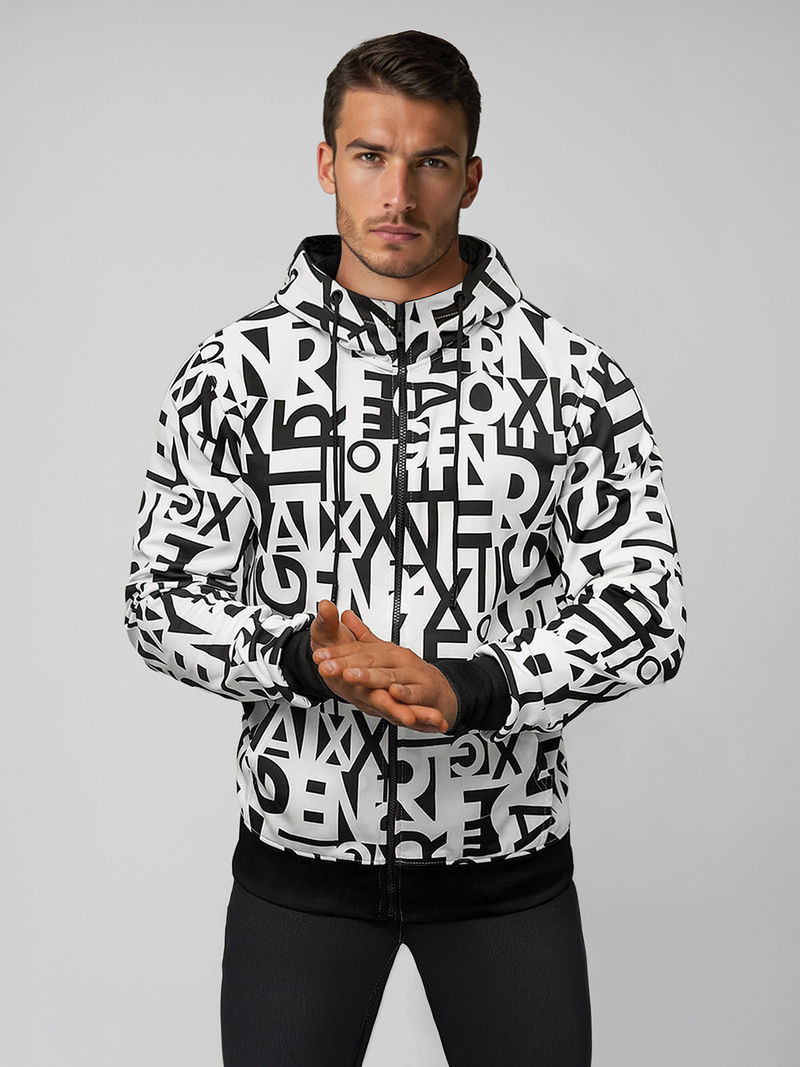 Ανδρικό Φούτερ με Kουκούλα λευκό OZONEE JS/8B1179/1Z