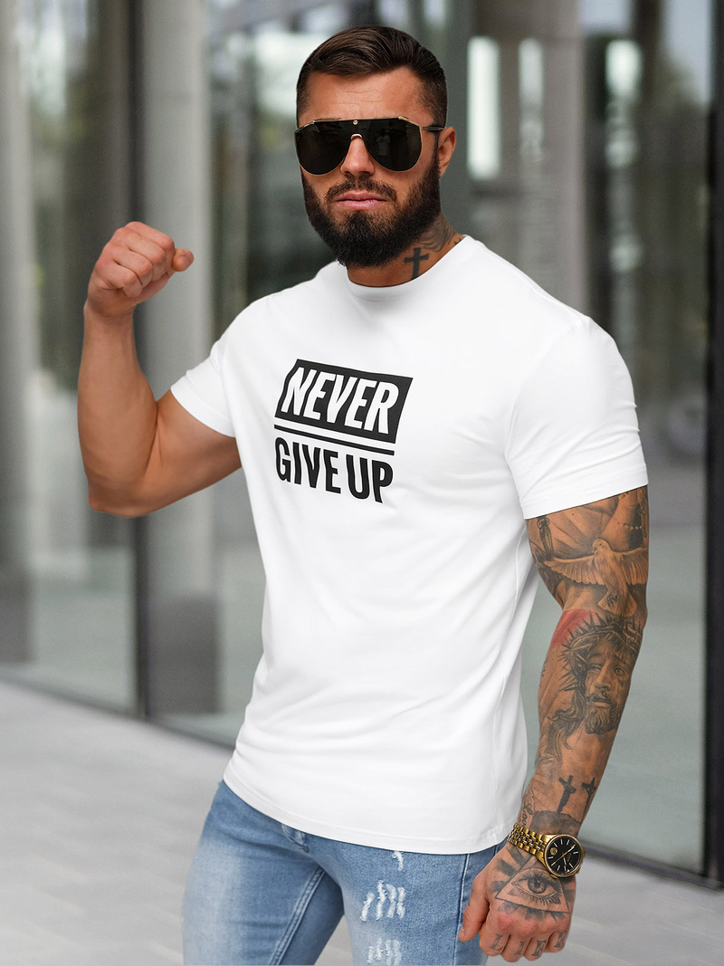 Ανδρικό μπλουζάκι λευκό OZONEE NB/MT3133