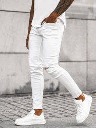 Ανδρικό τζιν παντελόνι λευκό OZONEE E/5391/01Z