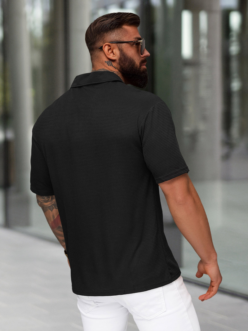 Ανδρική μπλούζα polo μαύρο OZONEE O/YN2/593