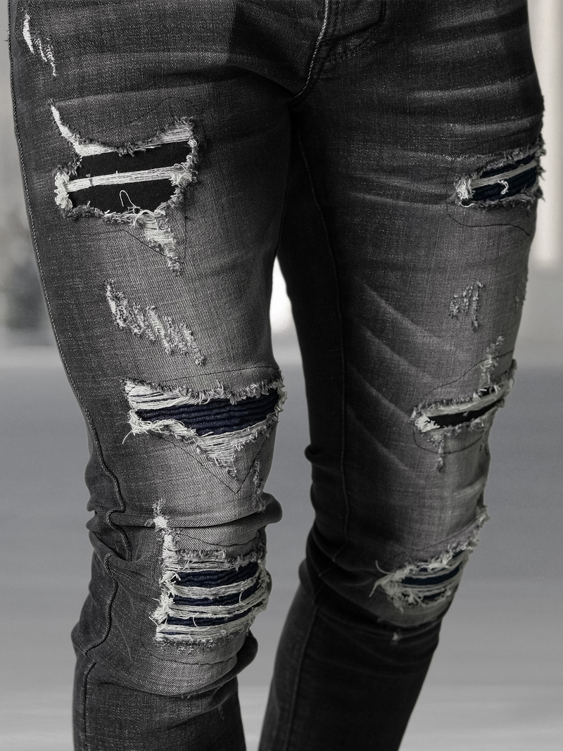 Ανδρικό τζιν παντελόνι mαύρος OZONEE NB/MP0075NZ