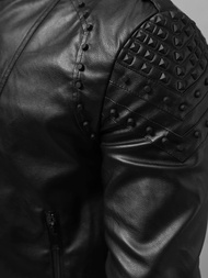 Ανδρικό δερμάτινο μπουφάν μαύρο OZONEE O/8901