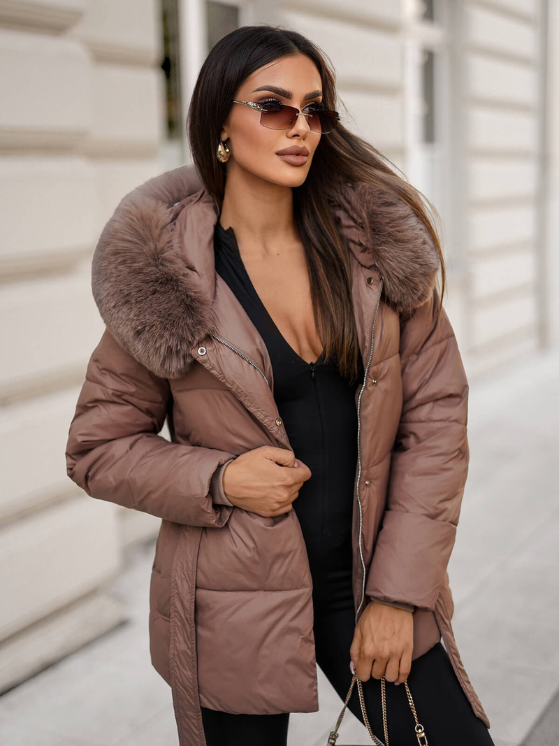 Γυναικείο μπουφάν Σκούρο μπεζ OZONEE JS/16M9206/84