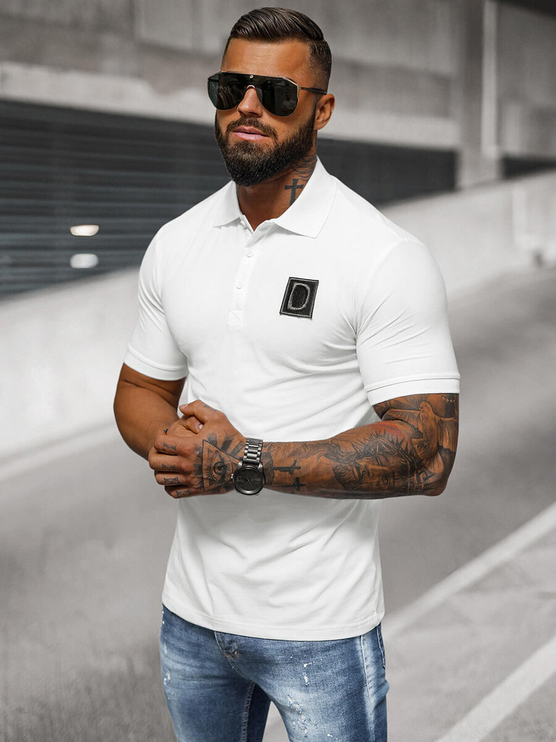 Ανδρική μπλούζα polo λευκό OZONEE NB/MT3105