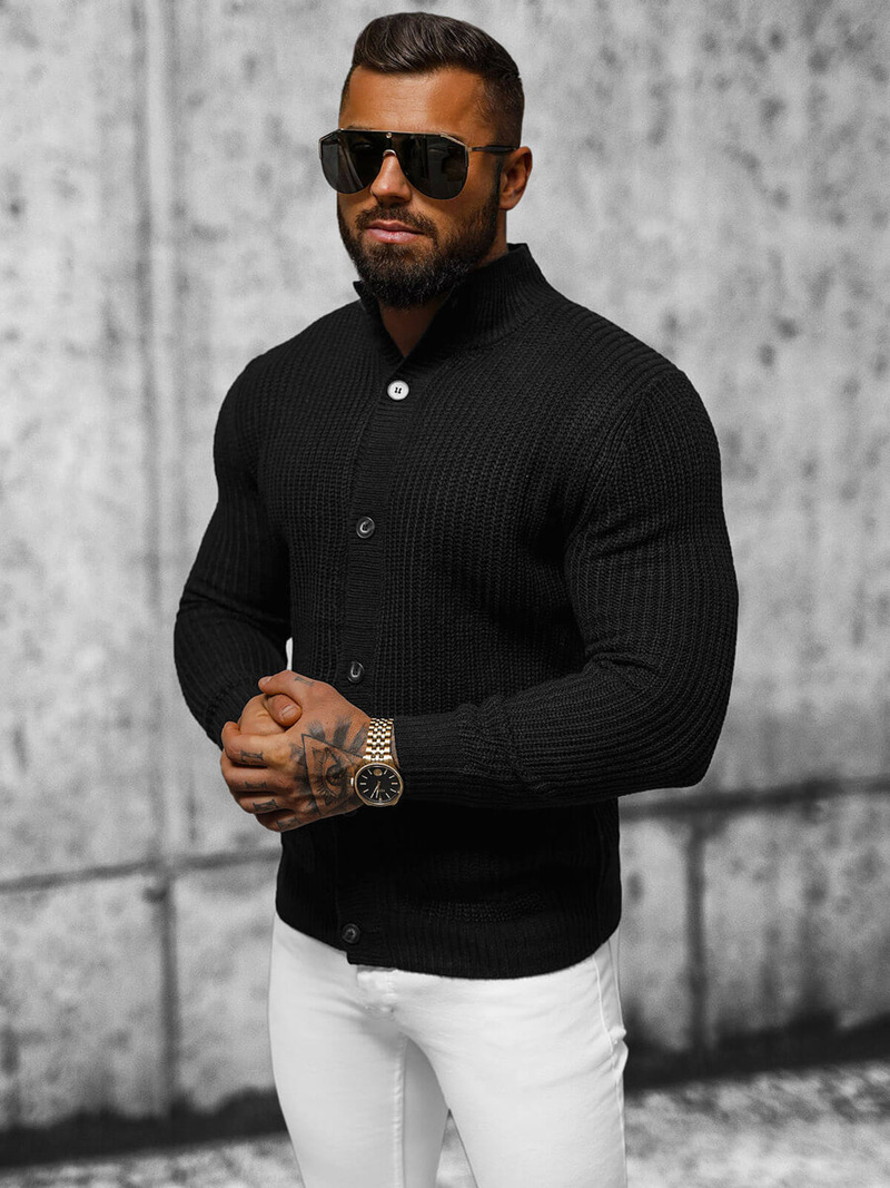 Ανδρικό πουλόβερ mαύρος OZONEE NB/MM6020/4