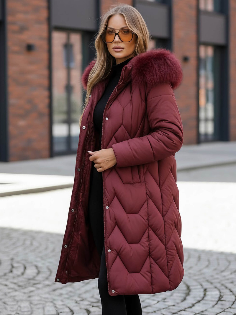 Γυναικείο χειμωνιάτικο μπουφάν - μπορντό OZONEE JS/5M3229/1