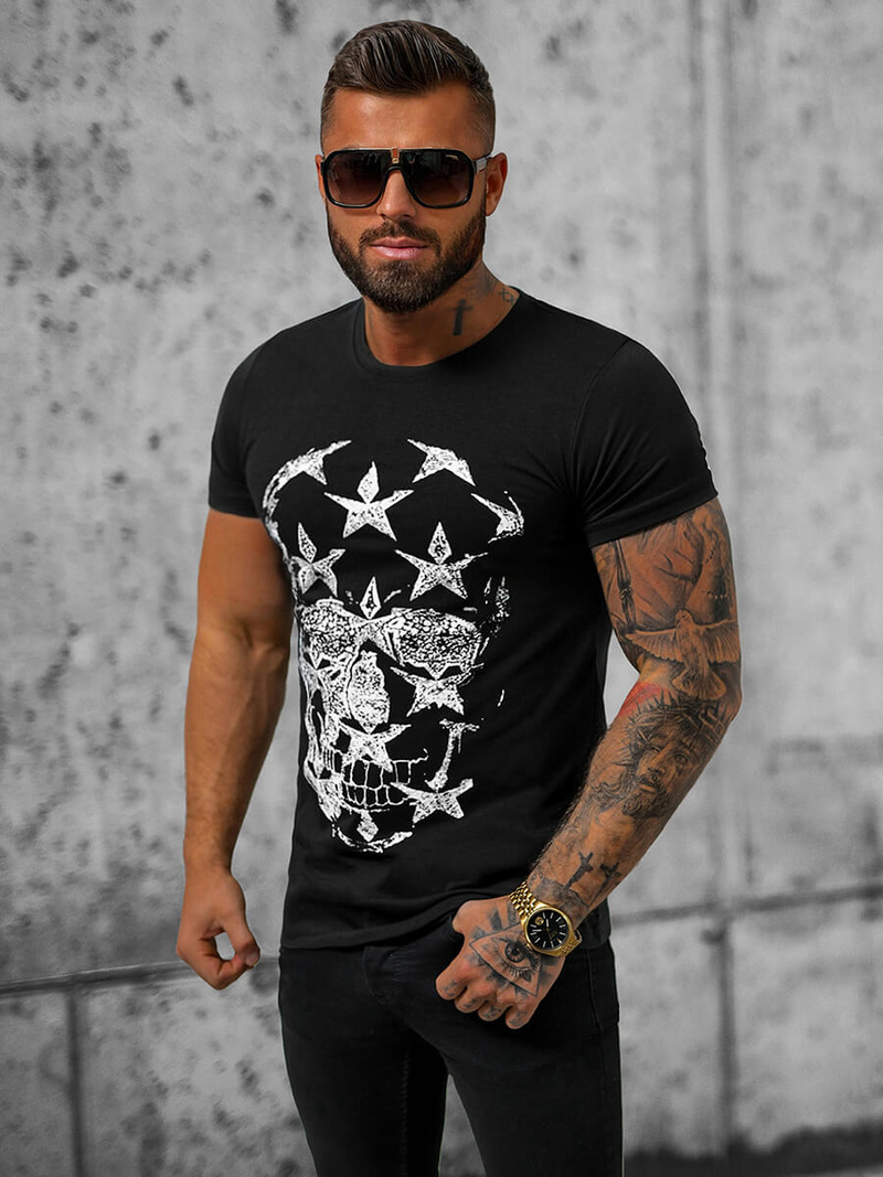 Ανδρικό μπλουζάκι μαύρο OZONEE O/T121/3Z