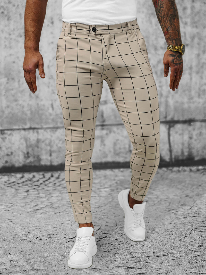 Ανδρικό παντελόνι chino mπεζ OZONEE O/P4009