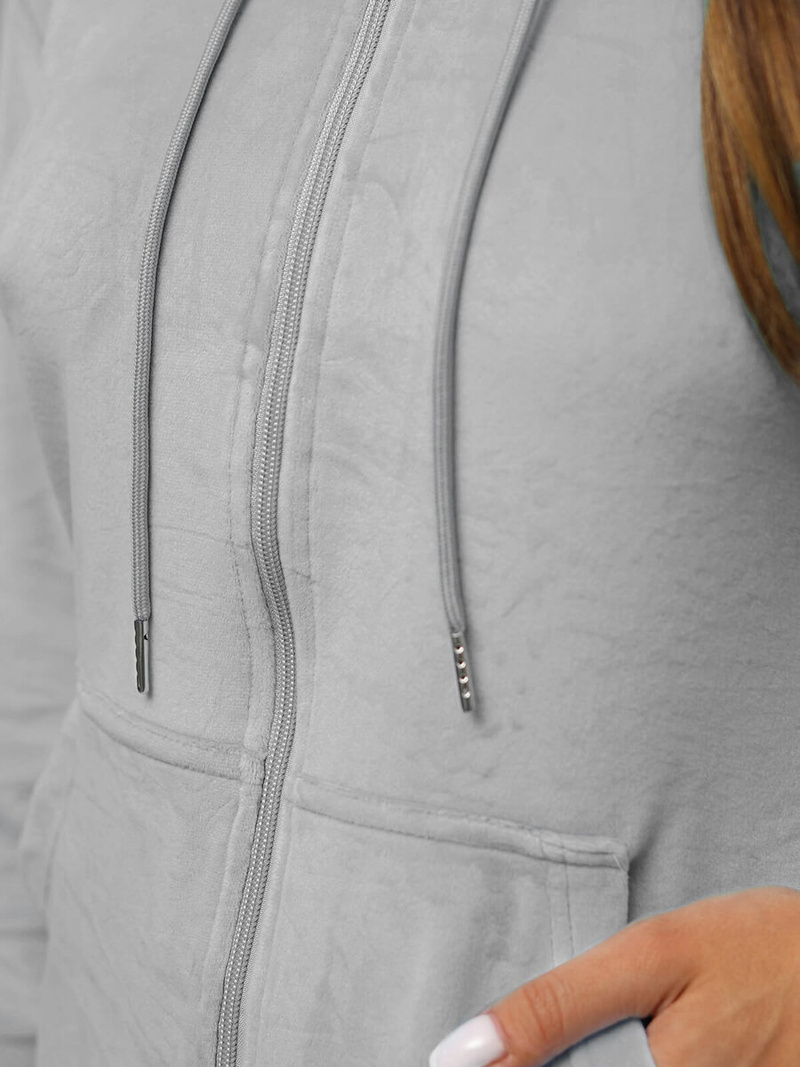 Γυναικείο βελούδινο σετ φόρμας Γκρί OZONEE JS/8C1176/2Z