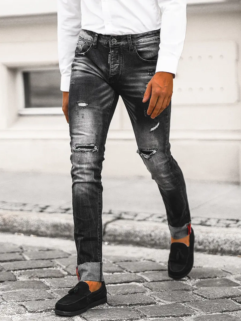 Ανδρικό τζιν παντελόνι mαύρος OZONEE NB/MP0126N