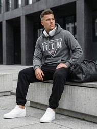 Ανδρικό Φούτερ με Κουκούλα γραφίτη OZONEE JS/8B1737/5