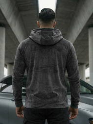 Ανδρικό βελούδινο Φούτερ με Kουκούλα γραφίτη OZONEE JS/8B1168/6Z